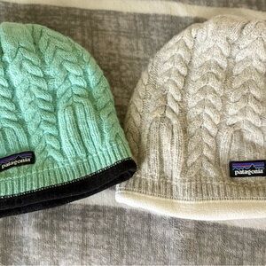 Patagonia women’s Knit Beanie Duo - Green and Cream
